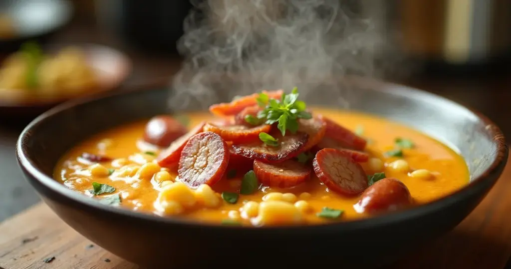 Canjiquinha com linguiça pronta em 20 min: cremosa e barata