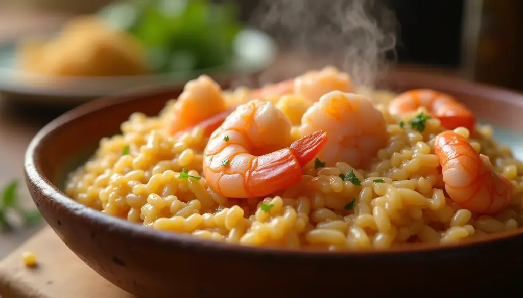 Como se faz risoto de camarão cremoso em 25 minutos