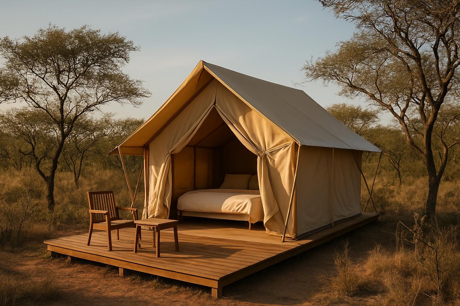 Barraca de glamping em meio ao cerrado no Jalapão