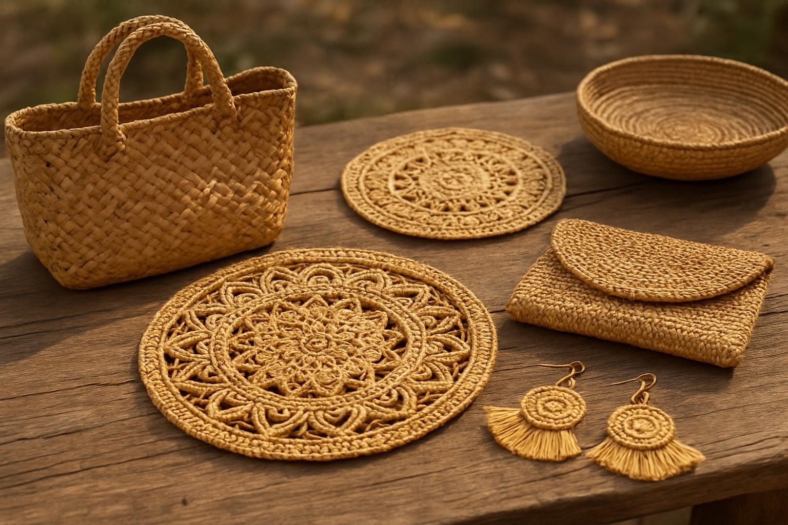 Peças de artesanato de capim dourado feitas no Jalapão